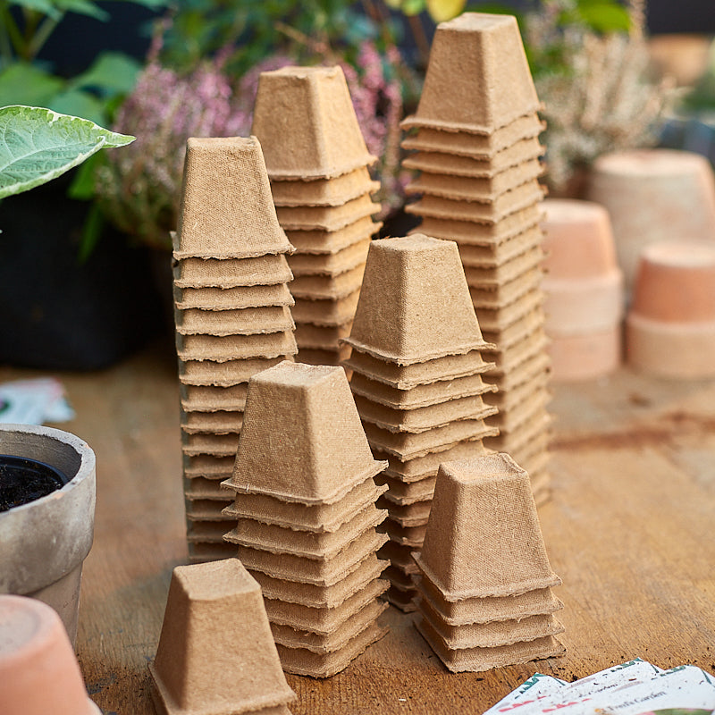 Firkantet fiberpotte 6 x 6 cm. 80 stk